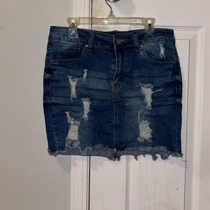 Wax Jean LA Mini Denim Ripped Skirt